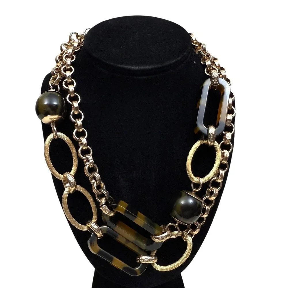 Catherines Womens Long Statement Necklace Gold Chain Link Chunky Bold 21 in